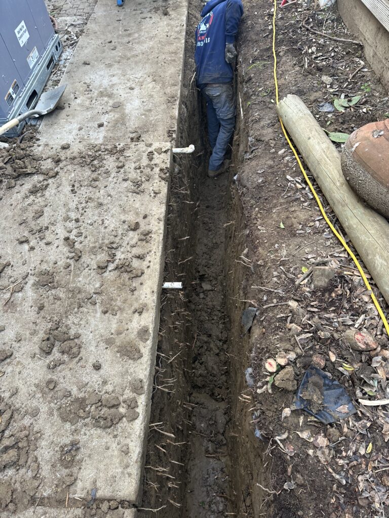 Digging a trench for a french drain