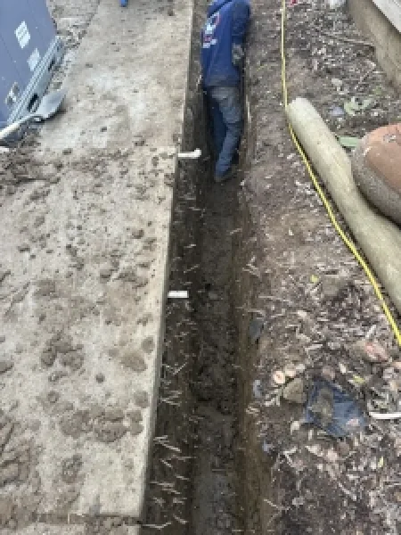 digging-a-trench-for-French-drain-1 Digging a trench for a French drain