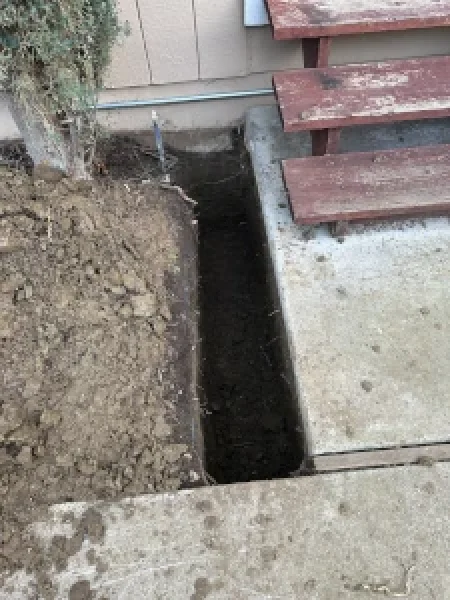 french-drain-near-foundation-going-to-add-a-water-barrier Digging out near the foundation so we can apply a water barrier